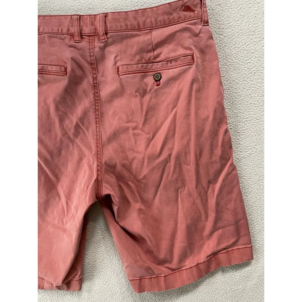 Tommy Bahama Mens 33x10 Shorts Coral Red Boracay Chino Cotton Blend Faded Salmon
